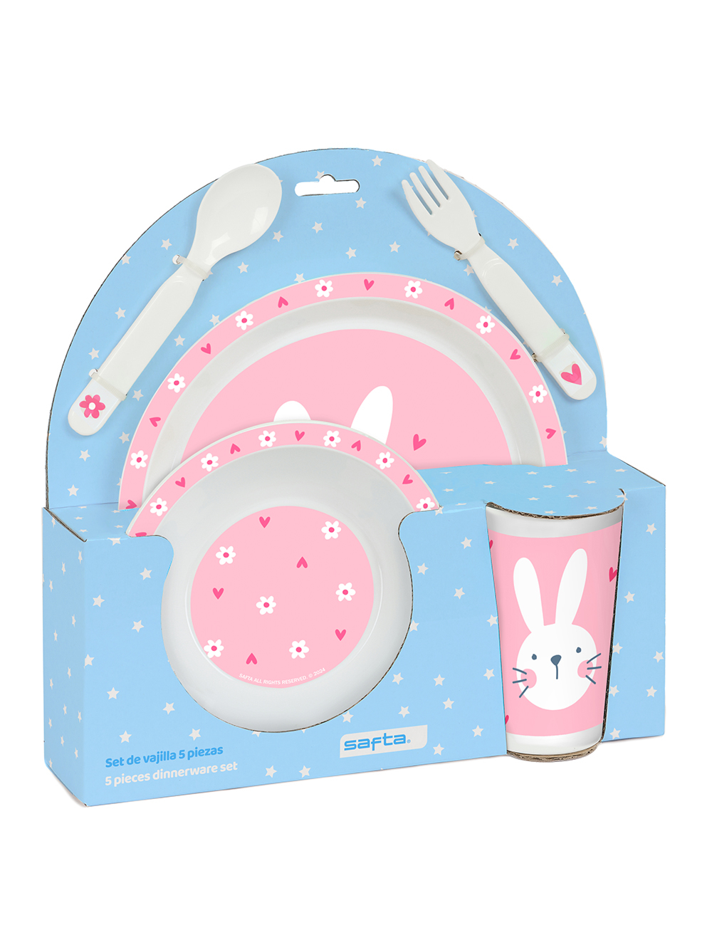 Levně Safta jídelní plastová souprava "Bunny" - BPA Free - růžová