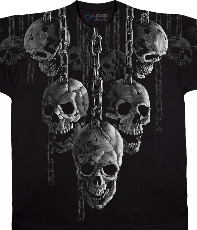 Levně Liquid Blue Pánské bavlněné tričko Hanging Out Skulls - černé