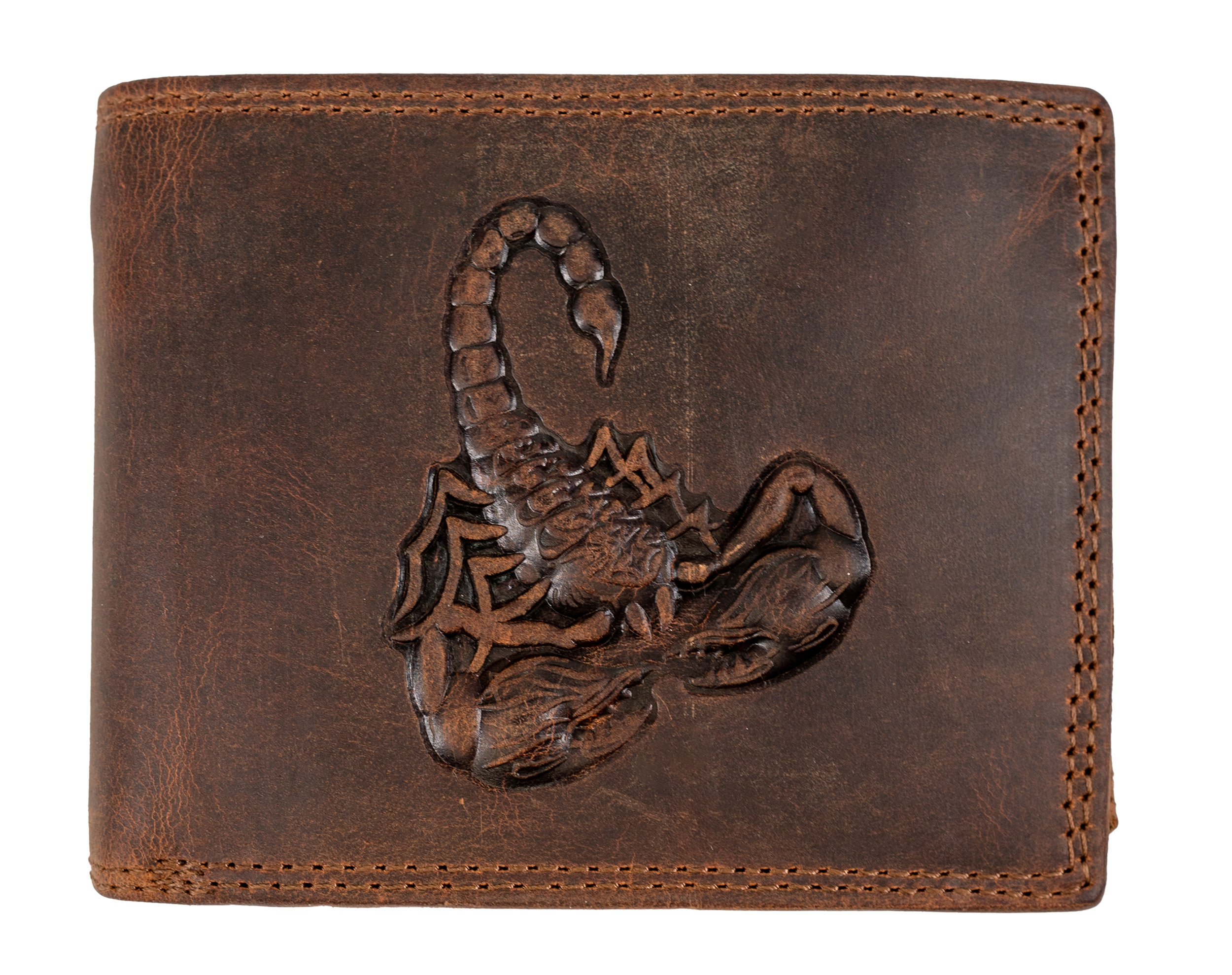 Levně HL Luxusní kožená peněženka s 3D Štírem - hnědá