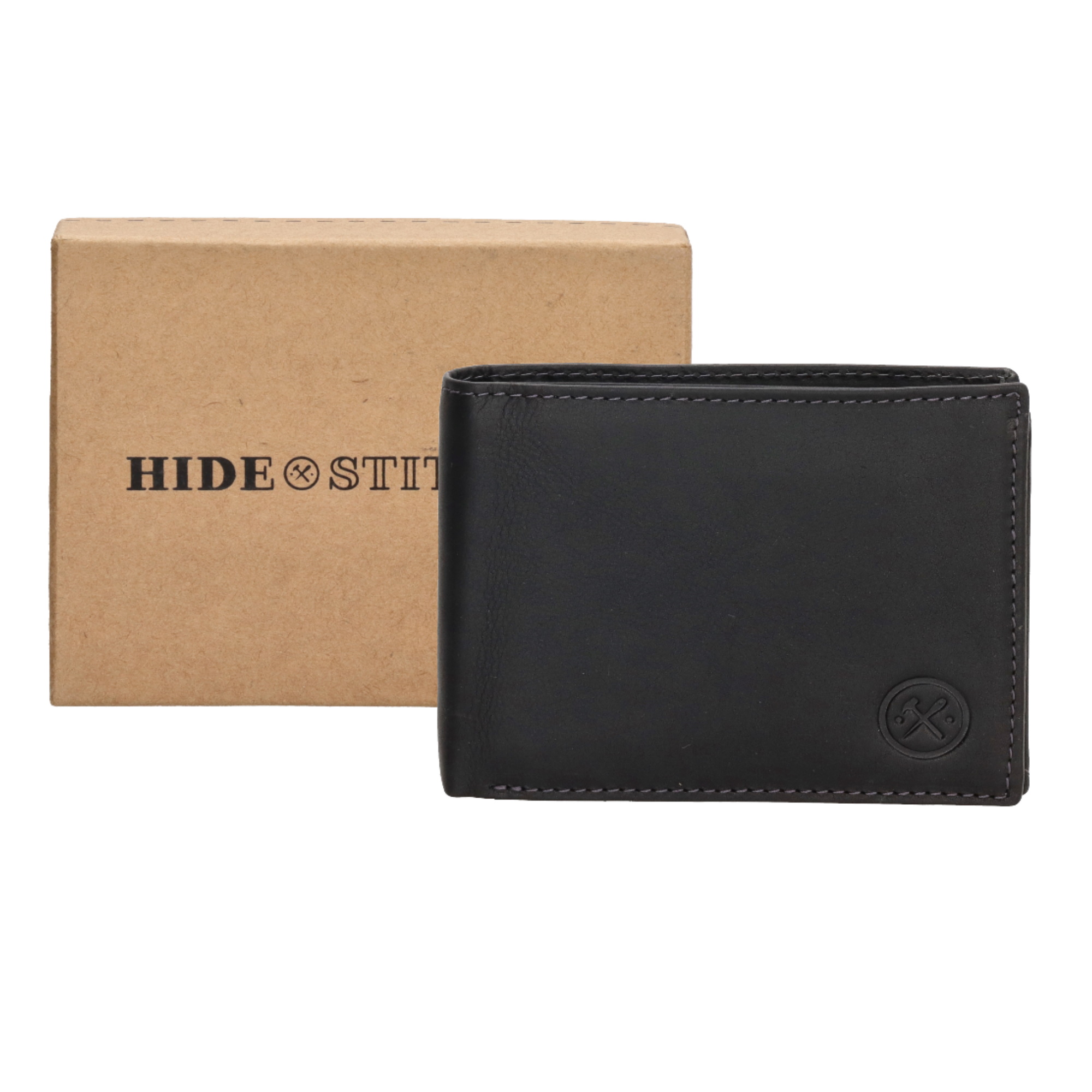 Levně Hide & stitches Japura kožená peněženka v krabičce - černá