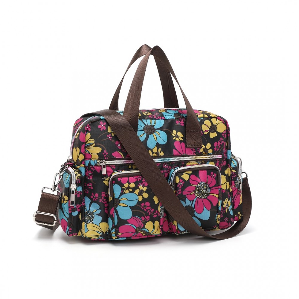 Levně Kono crossbody taška Multipocket Flower - černá