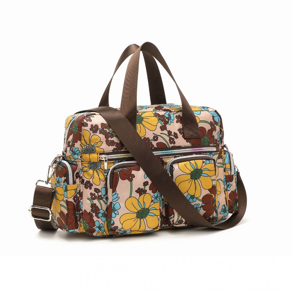 Kono crossbody taška Multipocket Flower - khaki