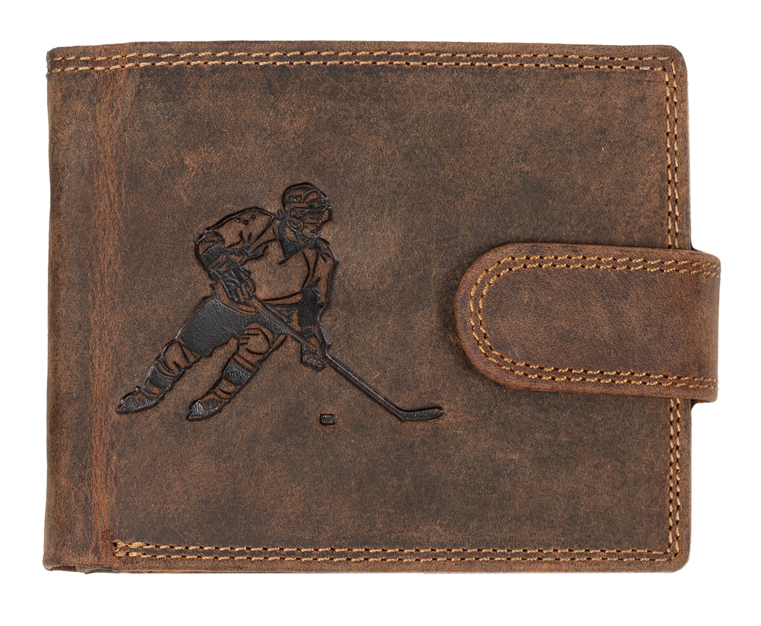 WILD Luxusní pánská peněženka s přezkou - HOKEJ - hnědá