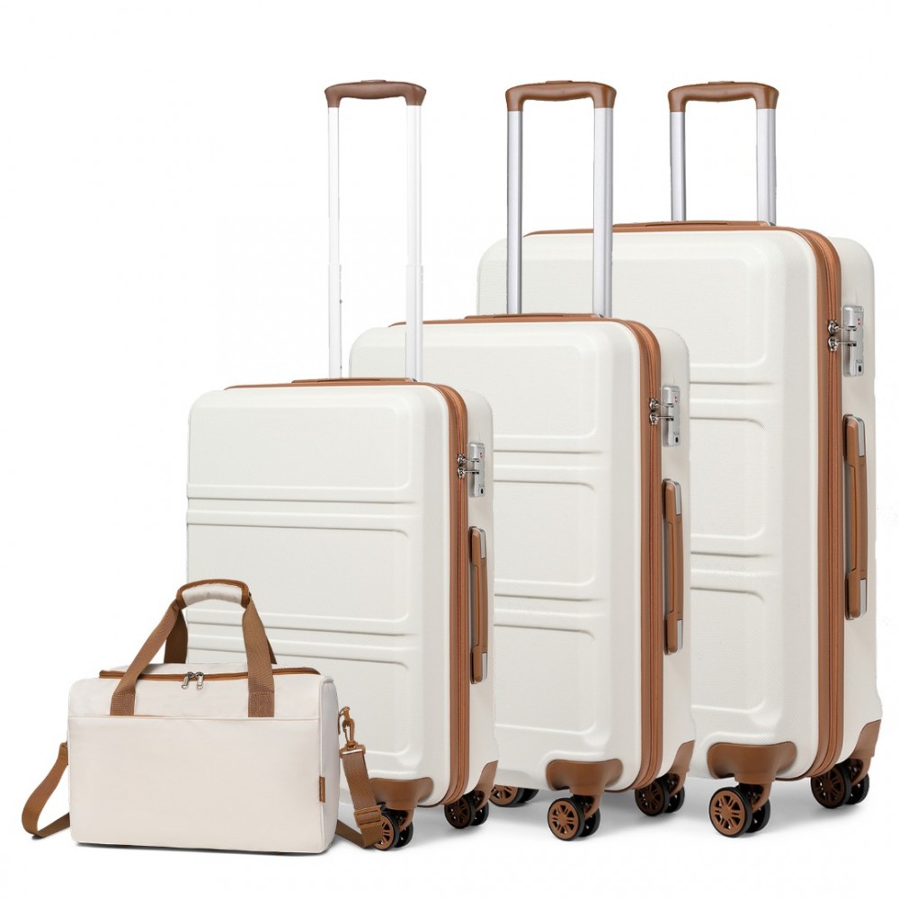 Kono sada 3 kufrů s horizontálním designem a cestovní tašky - béžovo-hnědá - 20L/44L/66L/96L