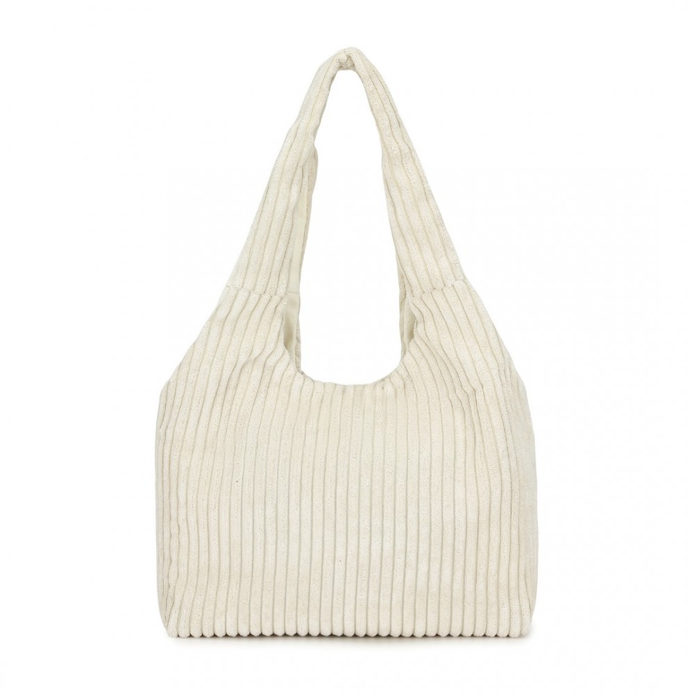 Reverzibilní manšestrová kabelka Miss Lulu - béžová