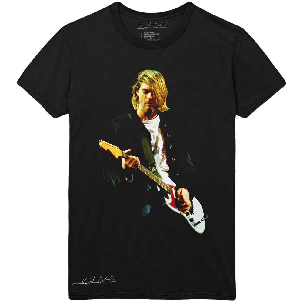 RockOff Kurt Cobain Unisex tričko - Guitar Photo Colour - černá Velikost: XXL