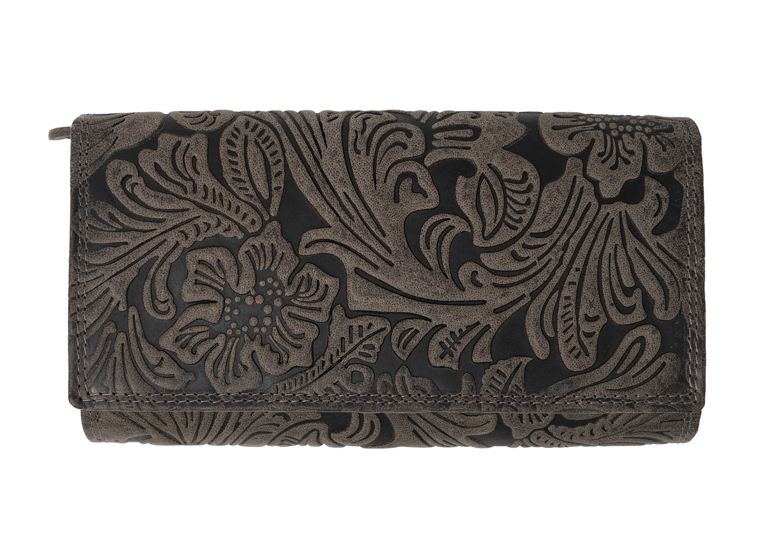 Kožená dámská velká peněženka WILD By Loranzo - šedá - ornament