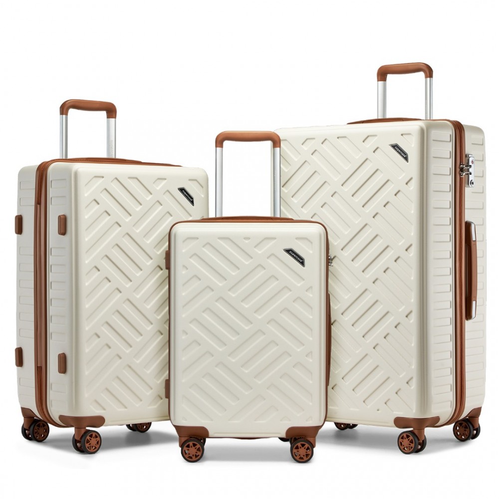 Sada kufrů Supercase 3 ks – geometrický vzor ABS+PC - 31/56/85 L - béžová