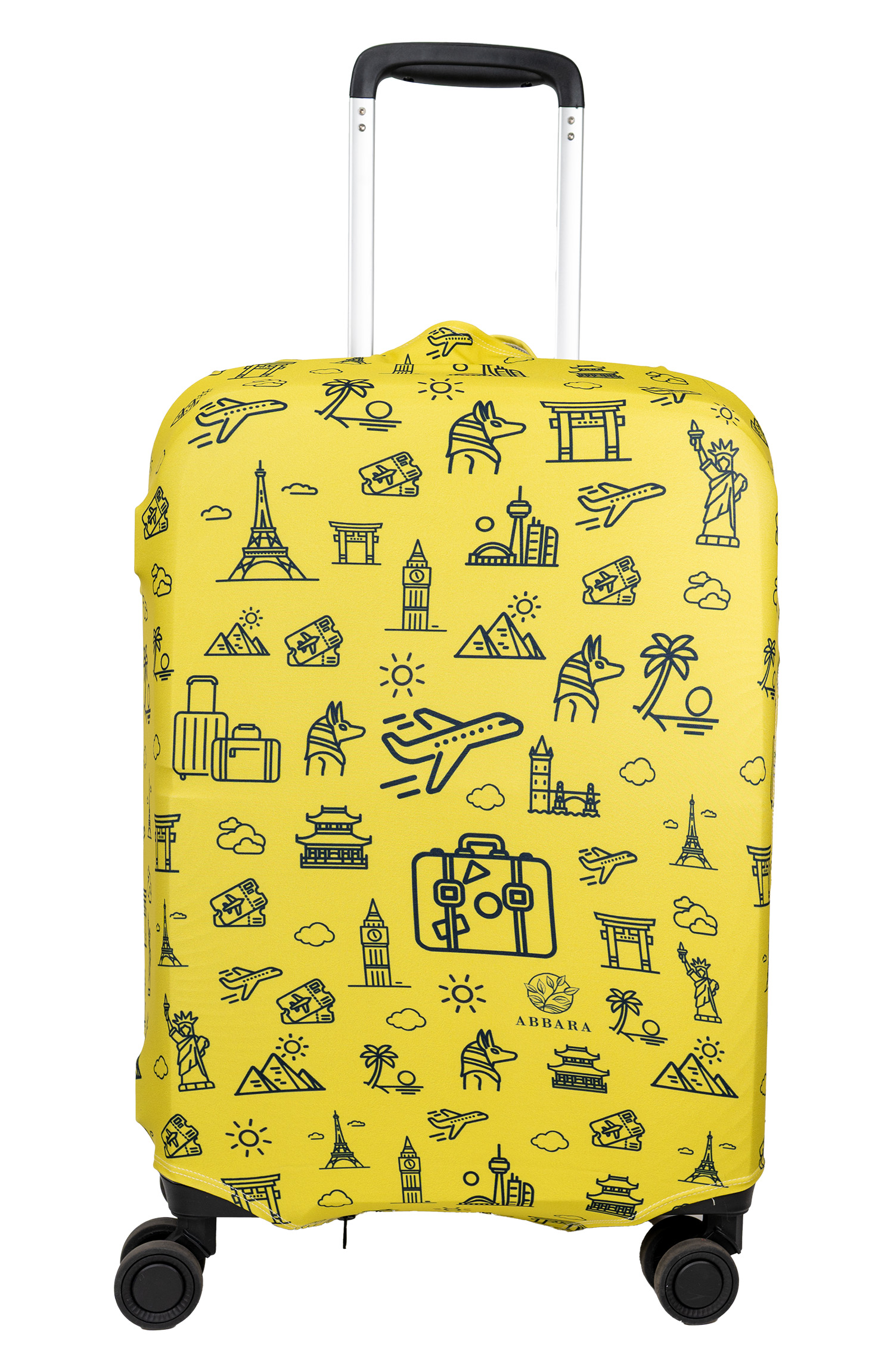 Elastický obal na kufr - Svět - žluto černý - Abbara Velikost: L