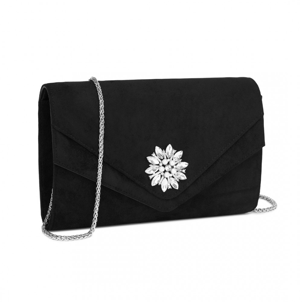 Dámská elegantní kabelka s křišťálem Miss Lulu - černá