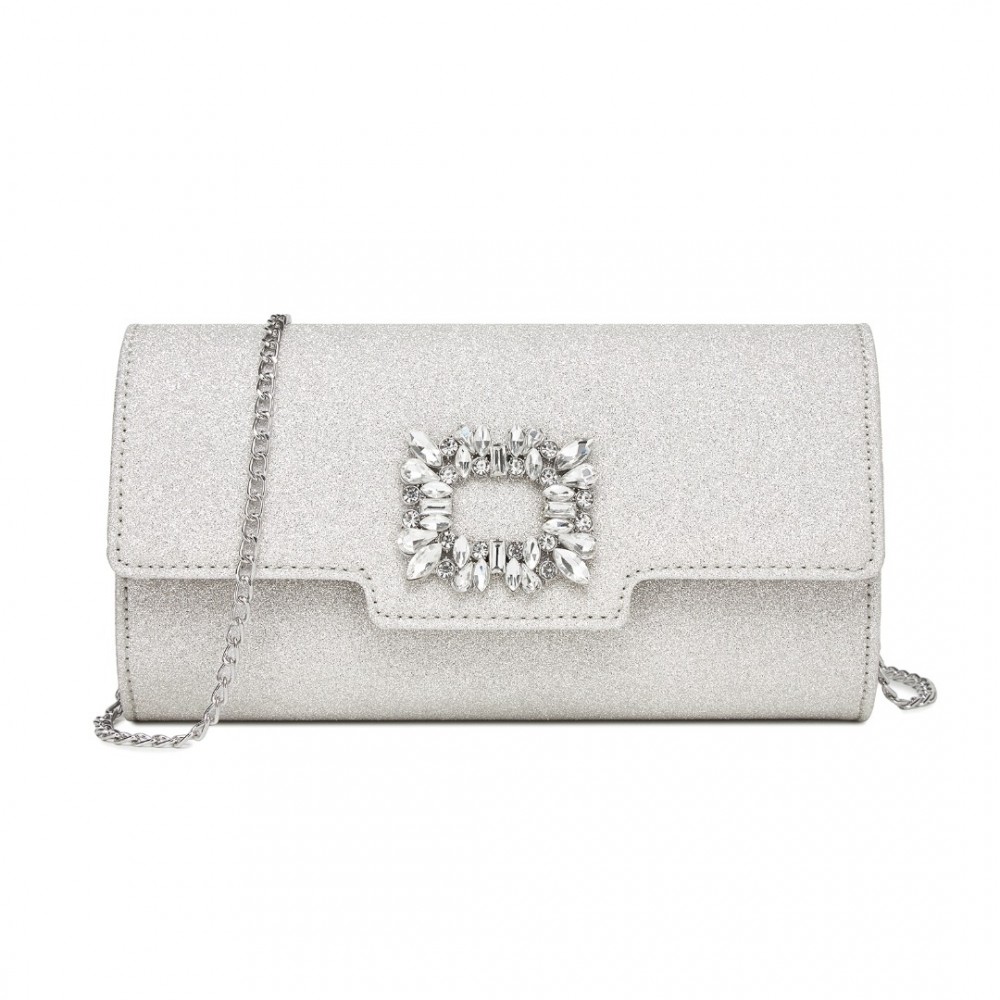Třpytivá večerní kabelka Miss Lulu - stříbrná