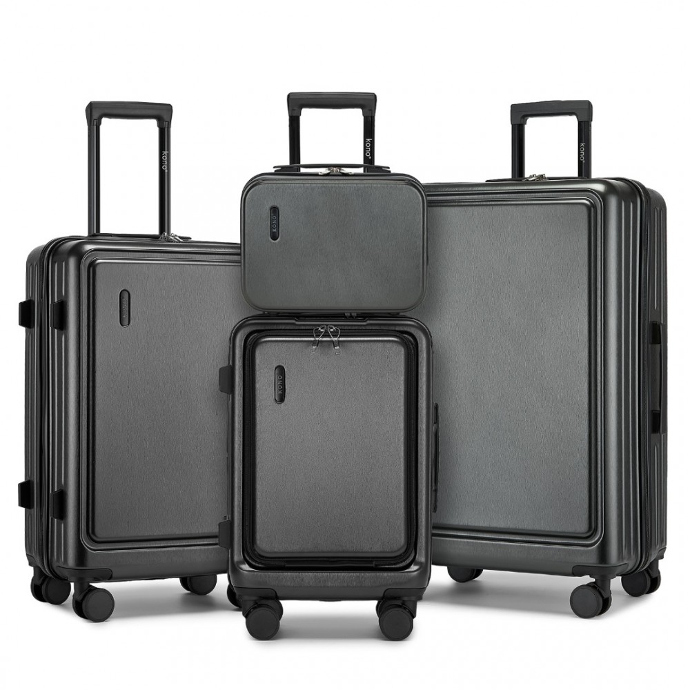 Kono KSK2493 Sada 4 kufrů Spinner 30/55/67/77cm Černá ABS/Polykarbonát