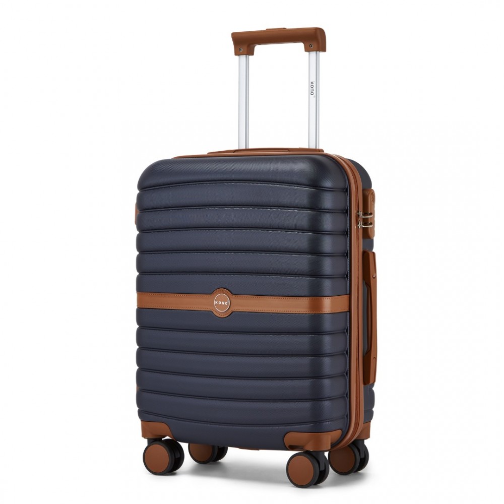 Cestovní kabinový kufr ABS+PC s pruhovaným vzorem Kono - 36 L - navy