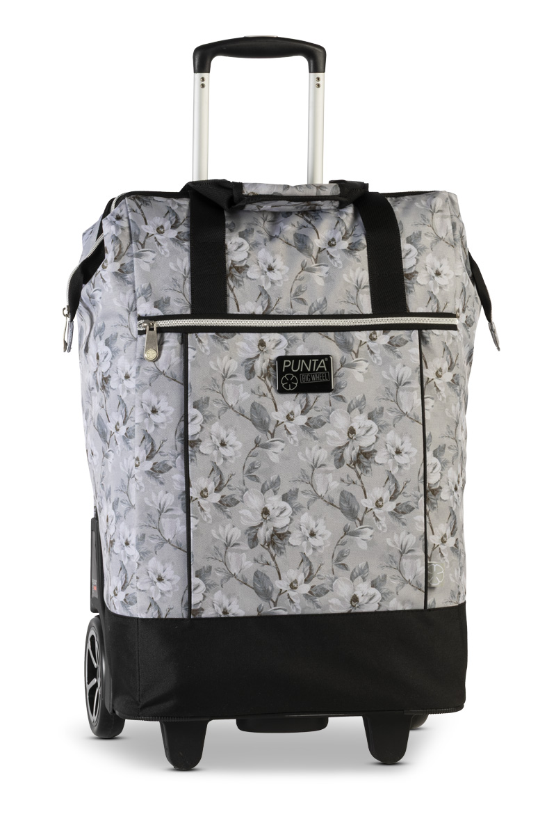 PUNTA nákupní taška na kolečkách s výsuvnou rukojetí - 40L - šedá květinová