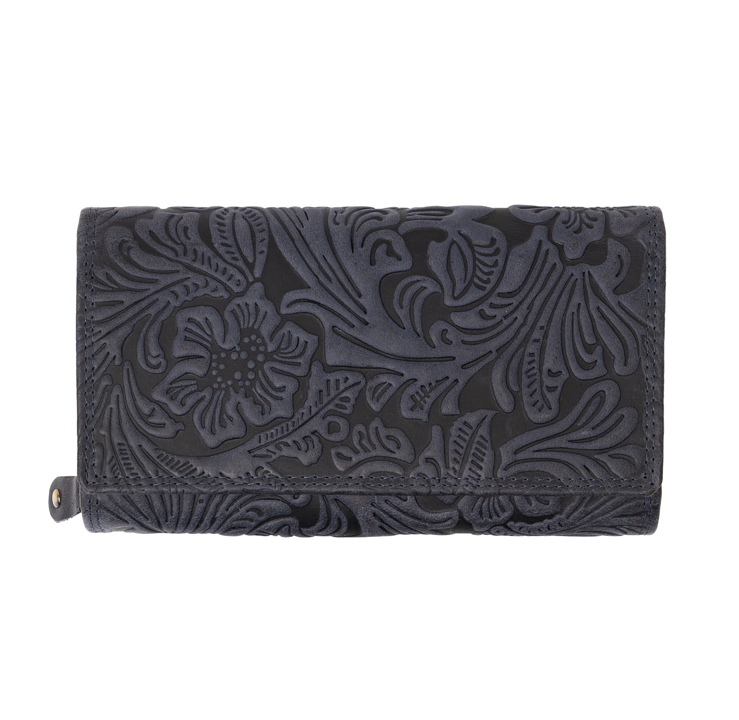 Kožená dámská velká peněženka WILD By Loranzo - modrá - ornament