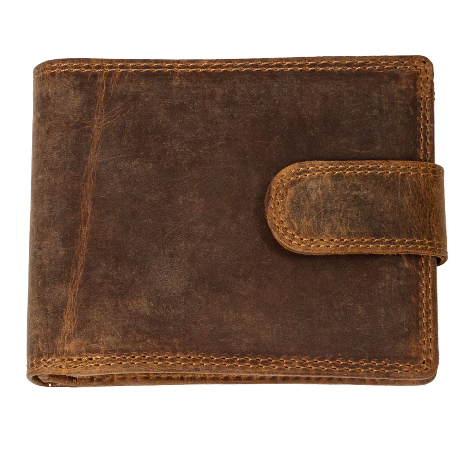 HL Kožená pánská kapesní peněženka s přezkou - hnědá