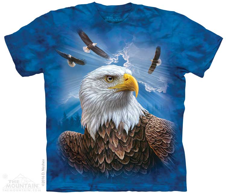 Levně Pánské batikované triko The Mountain - Guardian Eagle - modré