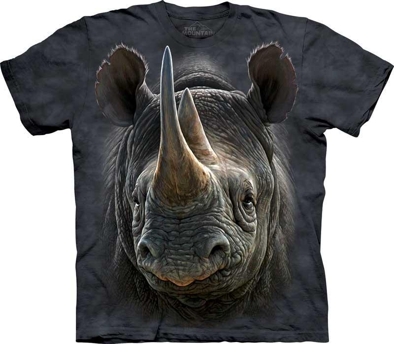 Levně Pánské batikované triko The Mountain - Černý Nosorožec - černé