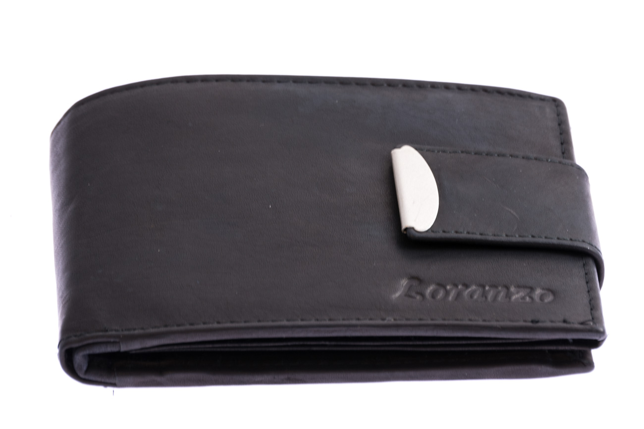 Levně Loranzo Pánská peněženka s přezkou - černá