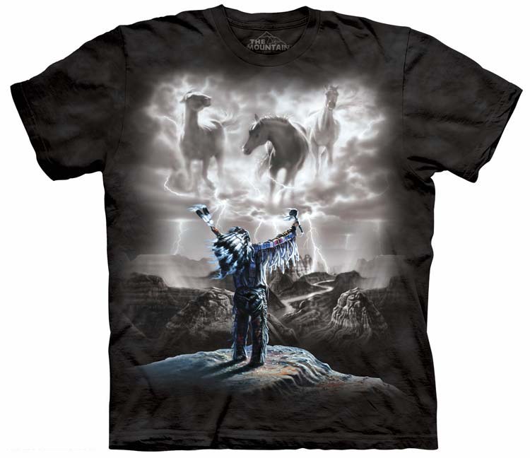 Levně Pánské batikované triko The Mountain - Vyvolávání bouře - černé