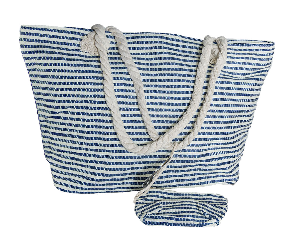 Jordan collection Letní plážová taška - úzké modré bílé pruhy