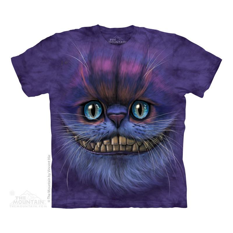 Levně Pánské batikované triko The Mountain - Big Face Cheshire Cat - fialová