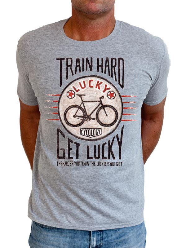 Cycology Tričko Train Hard Get Lucky - Šedé Velikost: S