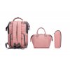 Multifunkční set batoh a taška na kočárek Lequeen - šedo-růžová