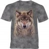Pánské batikované triko The Mountain - Vlk v lese - šedé
