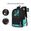 Školní svítící batoh Senkey DJ s USB portem - černý - 18,5L
