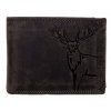 Luxusní kožená peněženka s jelenem - černá