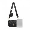 Miss Lulu dámská crossbody kabelka s V - vzorem a kapsičkou - černá - 27 cm