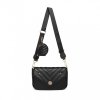 Miss Lulu dámská crossbody kabelka s V - vzorem a kapsičkou - černá - 27 cm
