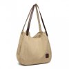 Dámská taška na rameno canvas Kono Saviora - khaki (béžová) - velikost L