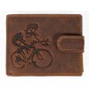 Luxusní pánská peněženka s cyklistou - hnědá