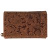 Kožená dámská střední peněženka WILD By Loranzo - hnědá - ornamenty