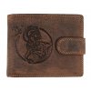 Pánská kožená peněženka s přeskou s obrázky znamení - KOZOROH - hnědá