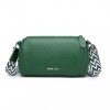 Miss Lulu dámská kožená crossbody kabelka se širokým popruhem L2309 - zelená