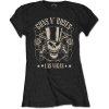 Guns N' Roses dámské bavlněné tričko: TOP HAT, SKULL & PISTOLS LAS VEGAS - černé
