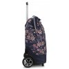 PUNTA nákupní taška na kolečkách s výsuvnou rukojetí - 40L - květinová modrá
