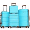 KONO Set 4 kufrů z polypropylenu - 15L, 44L, 77L, 111L - modro hnědý