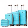 KONO Set 4 kufrů z polypropylenu - 15L, 44L, 77L, 111L - modro hnědý