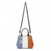 Miss Lulu barevná kabelka z PU kůže s přívěskem - modro hnědá