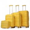 KONO Set 4 kufrů z polypropylenu - 15L, 44L, 77L, 111L - žlutá