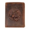 Pánská kožená peněženka na výšku - Vlk - hnědá