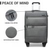 British Traveller Suitcase zvětšitelný kufr s měkkým povrchem a TSA zámkem - šedý - 75L
