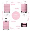 KONO Set 3 cestovních kufrů s horizontálním designem - ABS - růžová - 44L/66L/96L