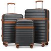 Sada 3 cestovních ABS+PC kufrů Kono 33L/57L/87L - šedo hnědá