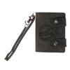 Pánská kožená peněženka se dvěma přezkami a řetízkem (RFID) - King of the Road - černá