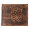 Pánská kožená peněženka 3D český znak - hnědá